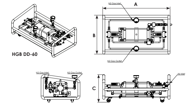 Gas Booster Dimensional Drawing